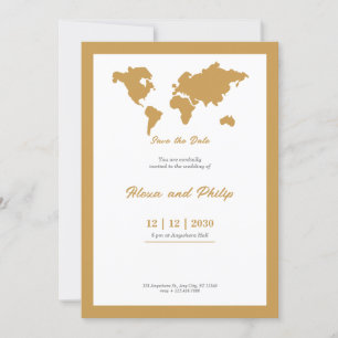 Invitación Mapa del Boda dorado