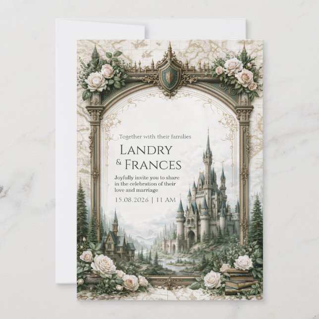 Invitación Mapa del Castillo de Rosa de Marfil Boda (Anverso)