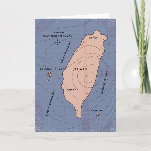 Invitación Mapa del clima al estilo de la época de Taiwán (Anverso)