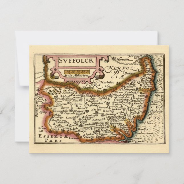 Invitación Mapa del Condado de Suffolk (Anverso)