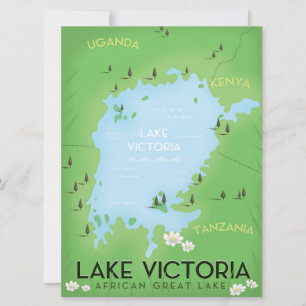 Invitación Mapa del Lago Victoria - Arte de viajes en el Gran