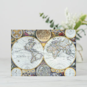 Invitación Mapa del Mundo Antiguo, Atlas Maritimus de John Se