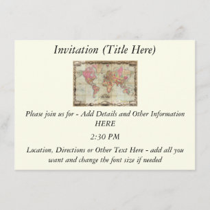 Invitación Mapa del mundo antiguo de John Colton, alrededor d