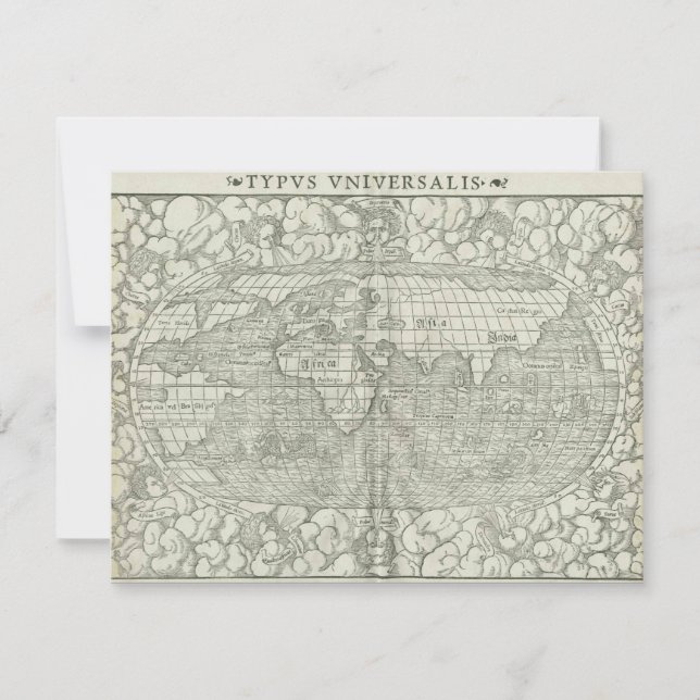 Invitación Mapa del Mundo Antiguo de Sebastian Münster alrede (Anverso)