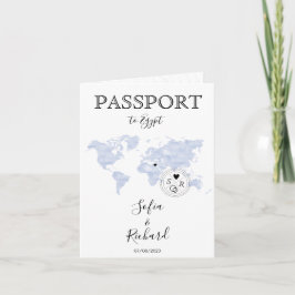 Invitación Mapa del mundo azul del pasaporte de Boda de Egipt