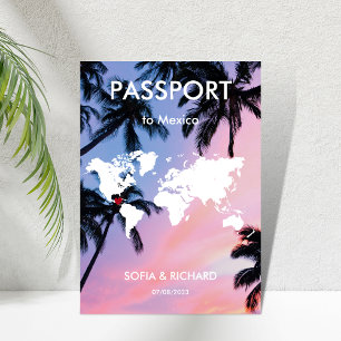 Invitación Mapa del mundo de Palm Beach de Bodas de Destino