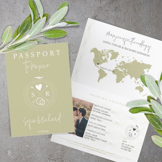 Invitación Mapa del mundo del boda de pasaporte de destino Sa (Subido por el creador)
