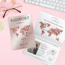 Invitación Mapa del mundo del oro Rosa de pasaporte de destin