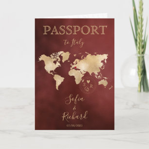 Invitación Mapa del mundo del pasaporte de destino de boda Bo