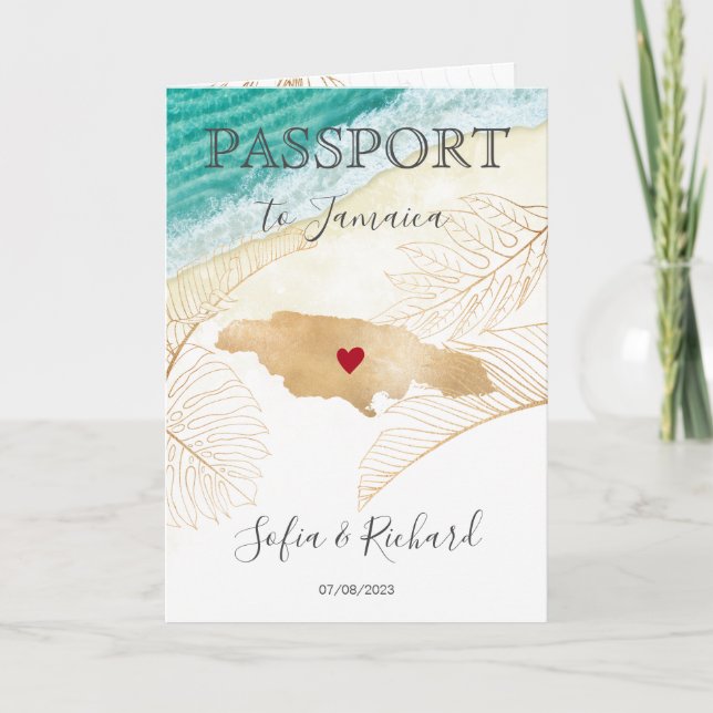 Invitación Mapa del mundo del pasaporte de destino de Boda de (Anverso)