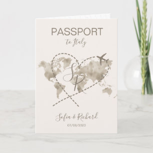 Invitación Mapa del mundo del pasaporte de destino de Boda de