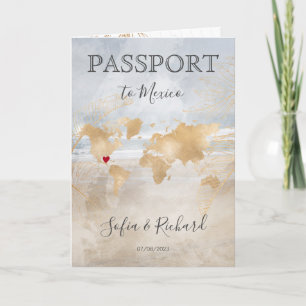 Invitación Mapa del mundo del pasaporte de destino de la boda