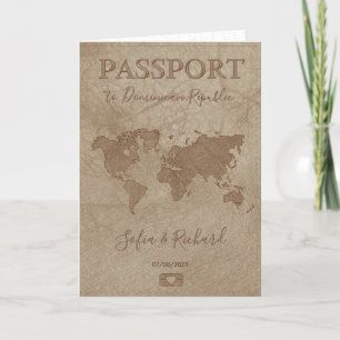 Invitación Mapa del mundo del pasaporte de la boda de destino