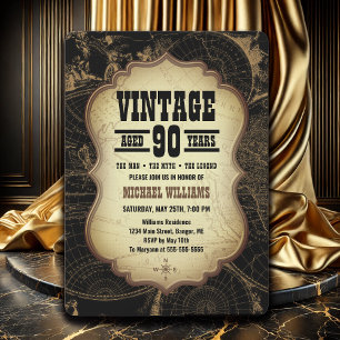 Invitación Mapa del mundo del tema de la cosecha del 90 anive