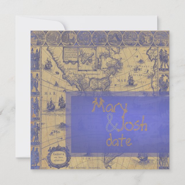 Invitación Mapa del mundo náutico de época PixDezines (Anverso)