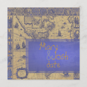 Invitación Mapa del mundo náutico de época PixDezines