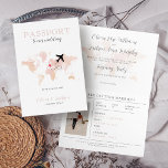 Invitación Mapa del mundo rosado de Rubor Passport de boda de<br><div class="desc">Invitación al mapa rosado de Rubor Wedding Passport</div>