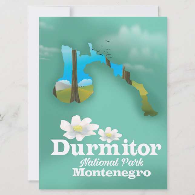 Invitación mapa del parque nacional Durmitor, Montenegro (Anverso)
