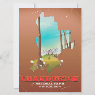 Invitación Mapa del Parque Nacional Grand Teton Wyoming