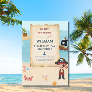 Invitación Mapa del tesoro de aventura pirata Cumpleaños para