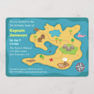 Invitación Mapa del Tesoro de la Isla, Fiesta de Cumpleaños P