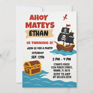 Invitación Mapa del tesoro de libros de historias para niños