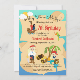 Invitación Mapa del Tesoro Divertido Cumpleaños Personalizado