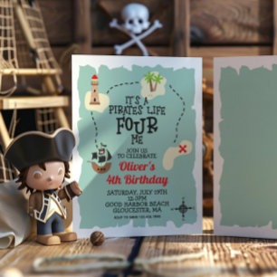 Invitación Mapa del tesoro pirata Cumpleaños 4