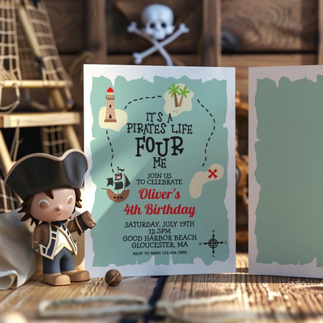 Invitación Mapa del tesoro pirata Cumpleaños 4 (Subido por el creador)
