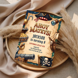 Invitación Mapa del Tesoro Pirata Cumpleaños 5