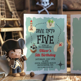 Invitación Mapa del tesoro pirata Cumpleaños 5