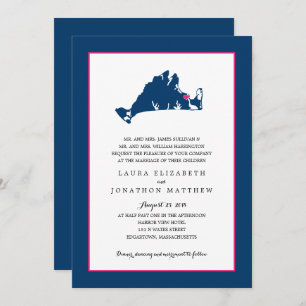 Invitación Mapa del viñedo EDGARTOWN Marthas Boda