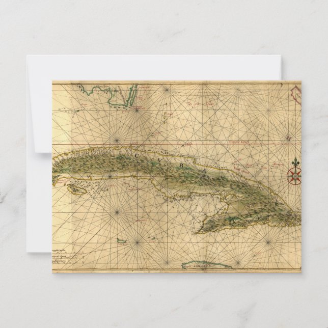 Invitación Mapa histórico 1639 de Cuba de Joan Vinckeboons (Anverso)