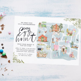 Invitación Mapa ilustrado | Caza de huevos de pascua en el ba