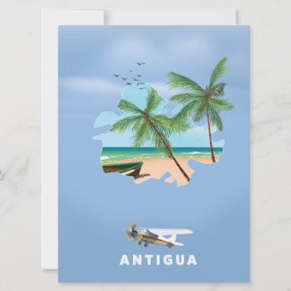 Invitación mapa ilustrado de Antigua cartel de viaje