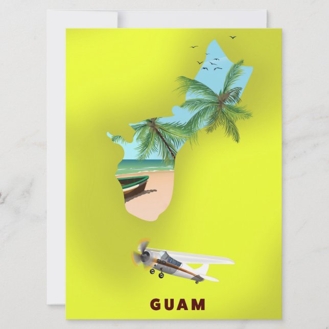 Invitación Mapa ilustrado de Guam cartel de viaje (Anverso)
