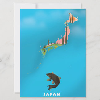 Invitación Mapa ilustrado de Japón impresión de cartel de via