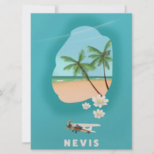 Invitación Mapa ilustrado de la isla caribeña de Nevis.