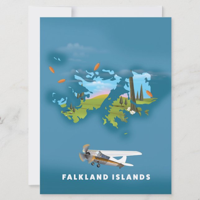 Invitación mapa ilustrado de las islas Malvinas (Anverso)