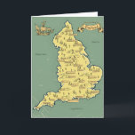 Invitación Mapa ilustrado de viajes de Inglaterra<br><div class="desc">Mapa de viajes ilustrado de Inglaterra en un hermoso estilo vintage o retro.</div>