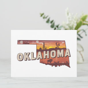 Invitación Mapa ilustrado del estado de Oklahoma Vintage para