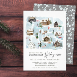 Invitación Mapa ilustrado   Fiesta de vacaciones en el vecind