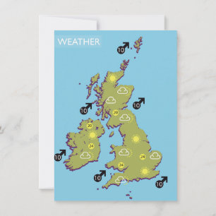 Invitación Mapa meteorológico retro de TV de las Islas Britán