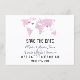 Invitación Mapa Mundial de Destino Personalizado para Boda Sa