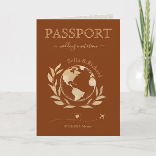 Invitación Mapa mundial de dos novias Boda de destino Pasapor