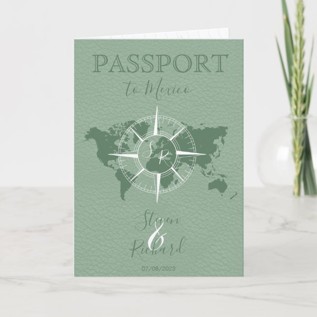 Invitación Mapa Mundial de Pasaporte de Boda de Destino Dos G (Anverso)