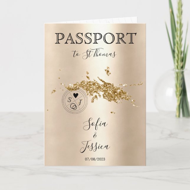 Invitación Mapa Mundial de Pasaporte de Boda de Destino St Th (Anverso)