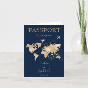 Invitación Mapa Mundial de Pasaporte de Destino boda JAMAICA