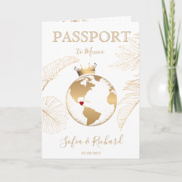 Invitación Mapa mundial de pasaporte de destino de Boda de Mé