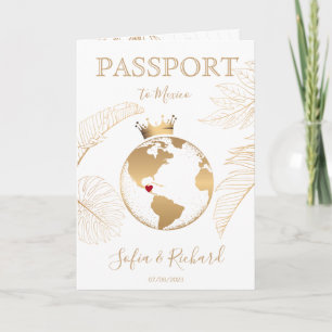 Invitación Mapa mundial de pasaporte de destino de Boda de Mé